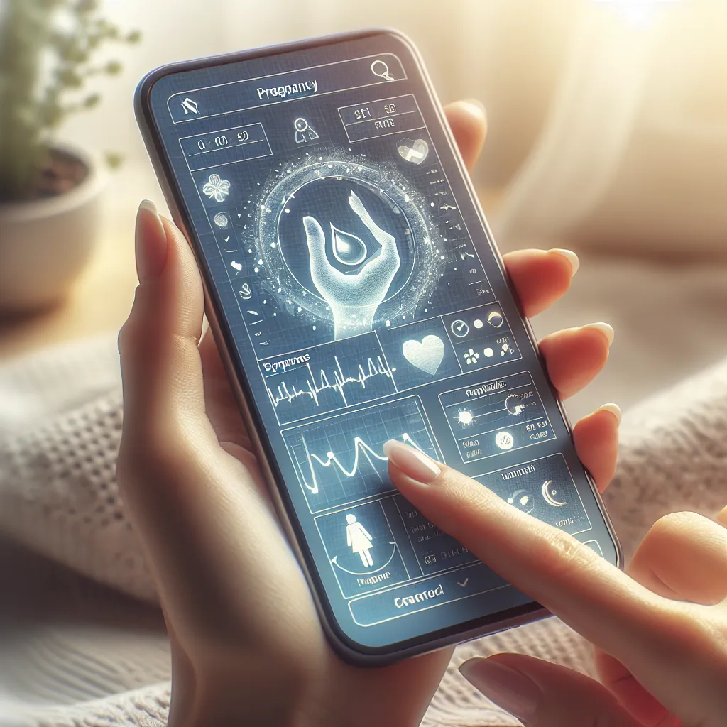 Smartphone exibindo ícones de apps de gravidez e rastreamento do ciclo.